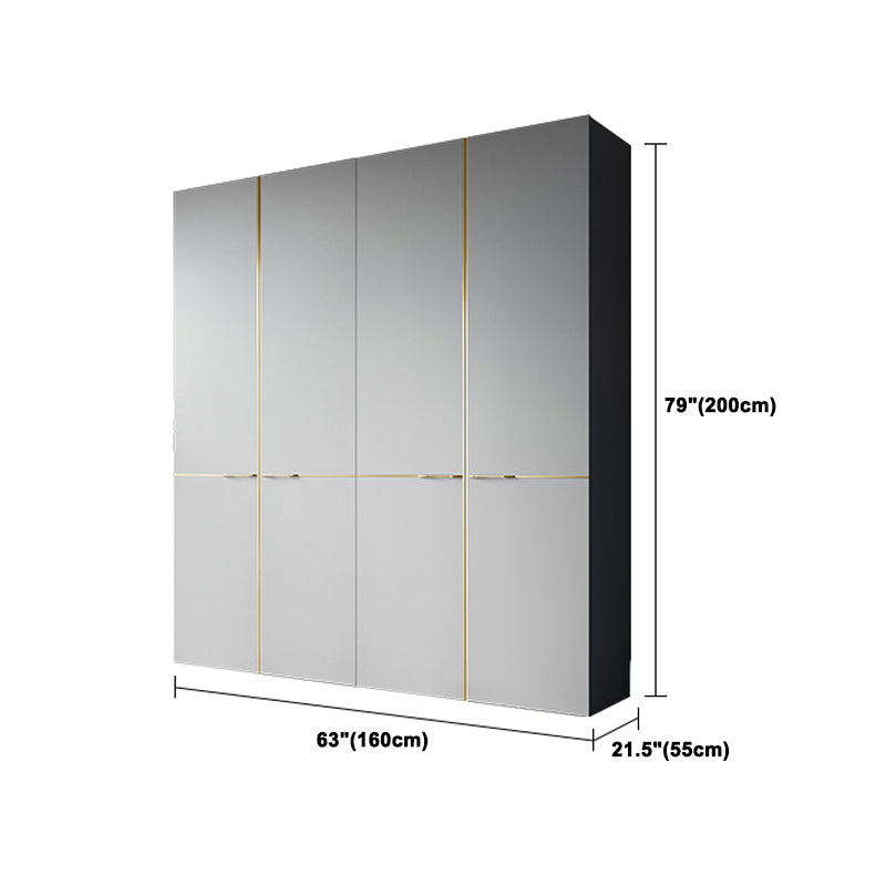 Contemporary Style Wardrobe Gray Colour Wooden Wardrobe Closet With Shelves