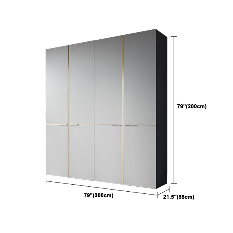 Contemporary Style Wardrobe Gray Colour Wooden Wardrobe Closet With Shelves