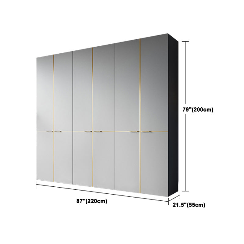 Contemporary Style Wardrobe Gray Colour Wooden Wardrobe Closet With Shelves