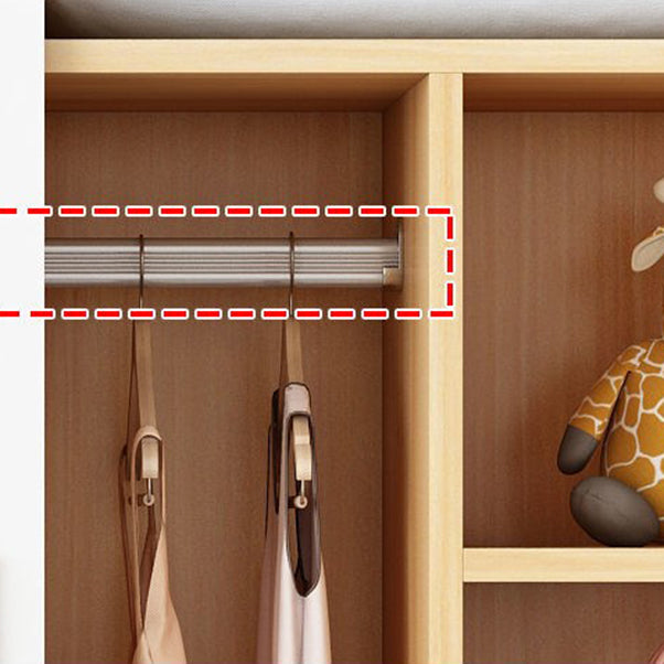 Modern Style Home Wardrobe Armoire Beech Wood and Engineered Wood Storage Wardrobe Cabinet