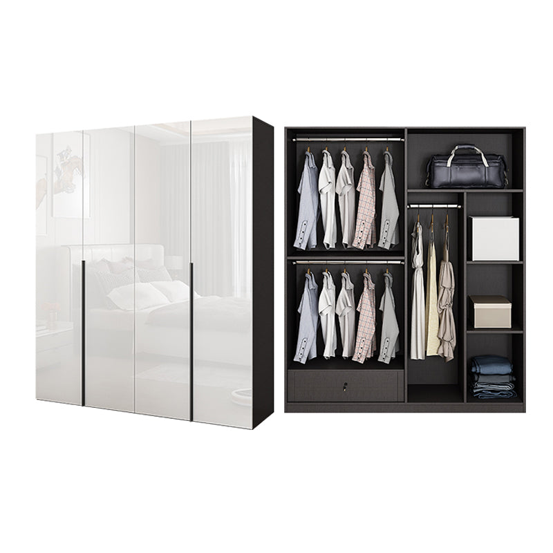 Engineered Wood Wardrobe Armoire Contemporary Storage Cabinet