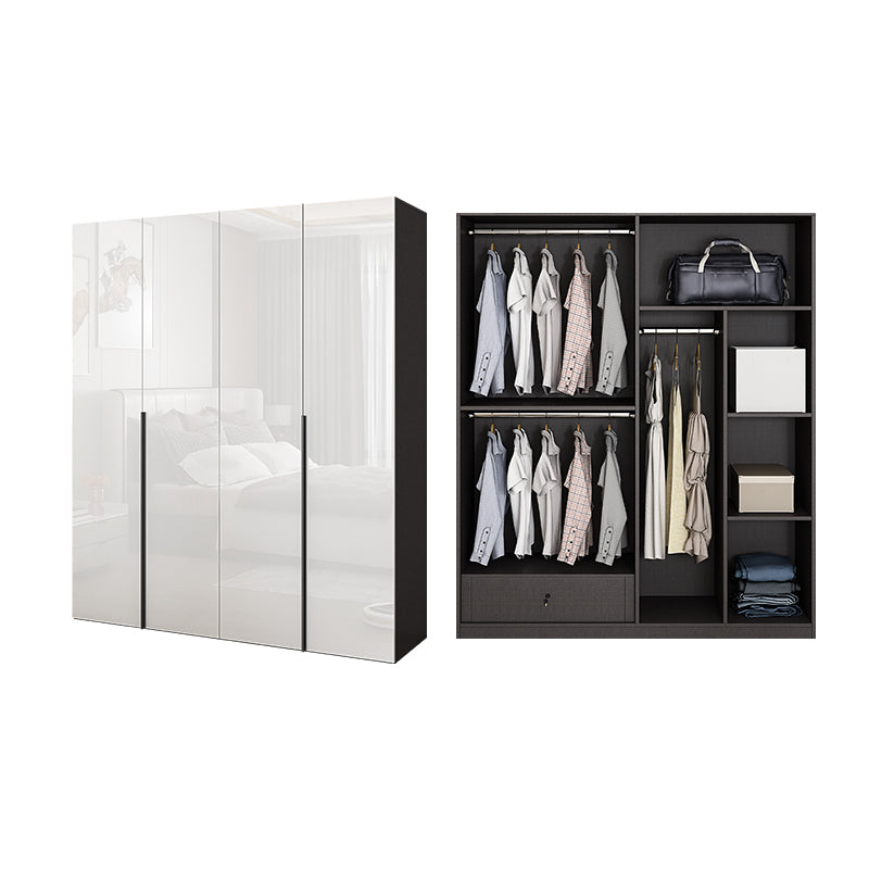 Engineered Wood Wardrobe Armoire Contemporary Storage Cabinet