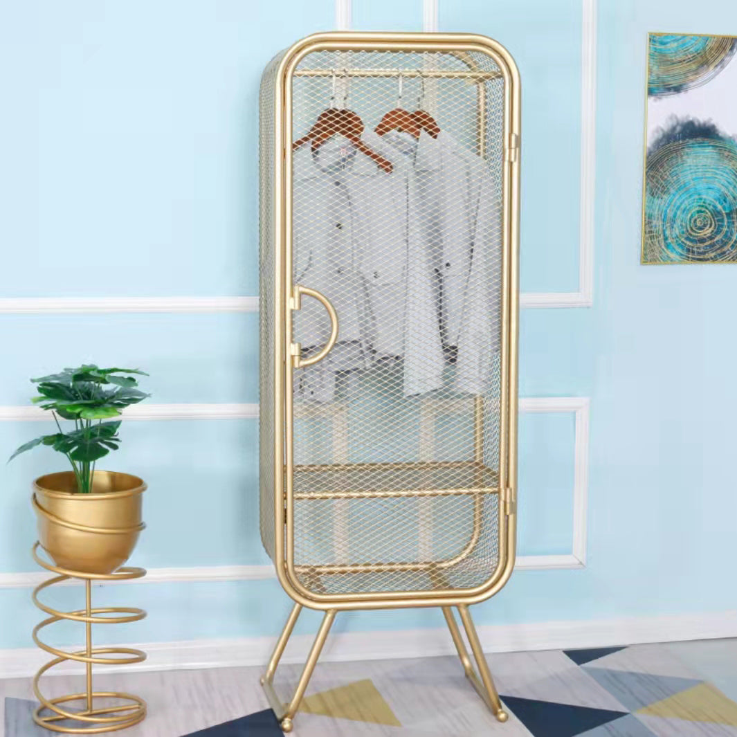 Metal Modern Cabinet with Legs Bedroom Hinged Door Storage Cabinet