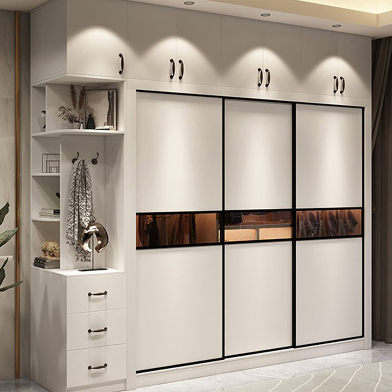 Contemporary Style Wardrobe White Color Wooden Wardrobe Closet for Bedroom