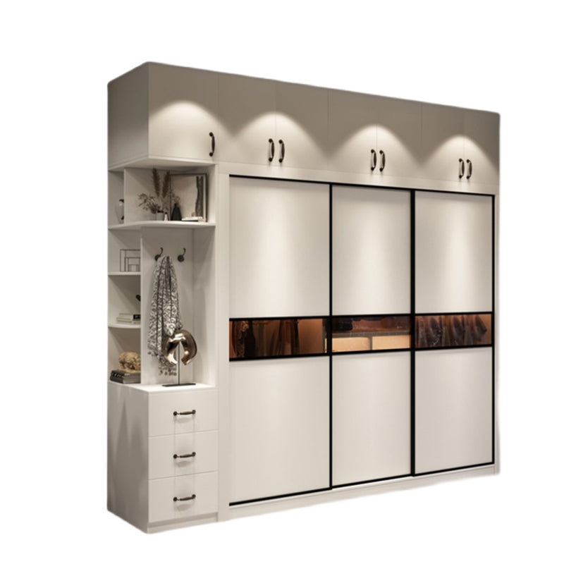 Contemporary Style Wardrobe White Color Wooden Wardrobe Closet for Bedroom