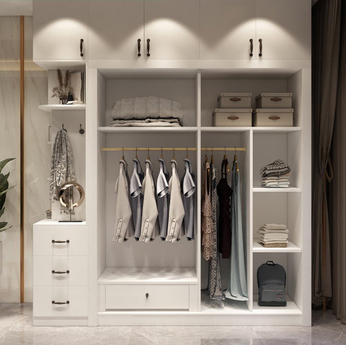 Contemporary Style Wardrobe White Color Wooden Wardrobe Closet for Bedroom