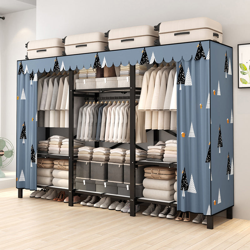 Stainless Steel Frame Wardrobe Armoire Modern Style Wardrobe Cabinet with Clothing Rod