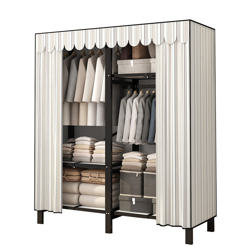 Stainless Steel Frame Wardrobe Armoire Modern Style Wardrobe Cabinet with Clothing Rod
