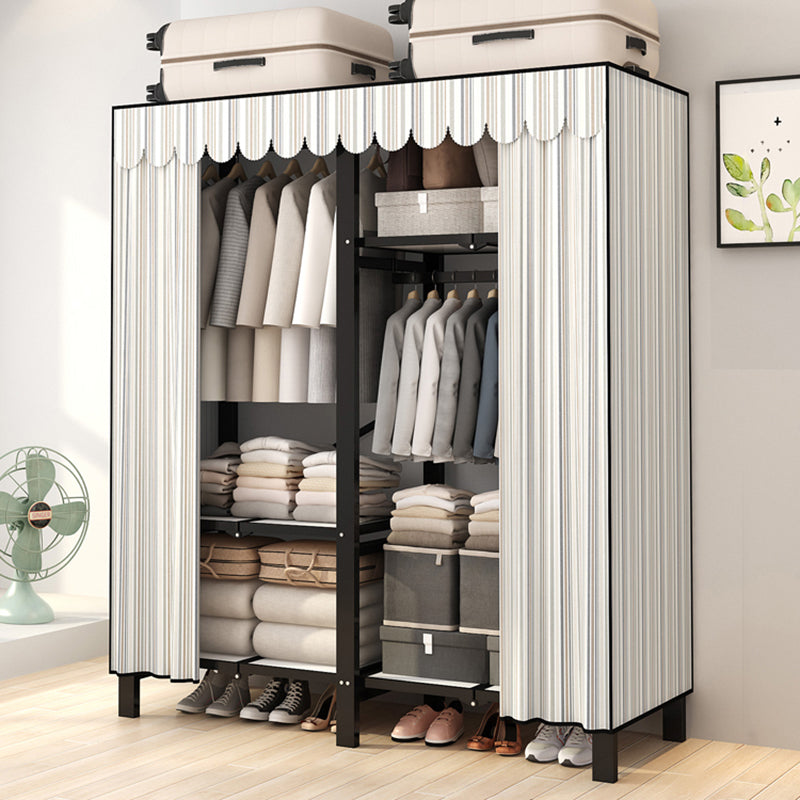 Stainless Steel Frame Wardrobe Armoire Modern Style Wardrobe Cabinet with Clothing Rod