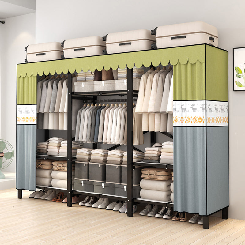 Stainless Steel Frame Wardrobe Armoire Modern Style Wardrobe Cabinet with Clothing Rod