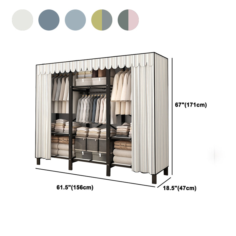 Stainless Steel Frame Wardrobe Armoire Modern Style Wardrobe Cabinet with Clothing Rod