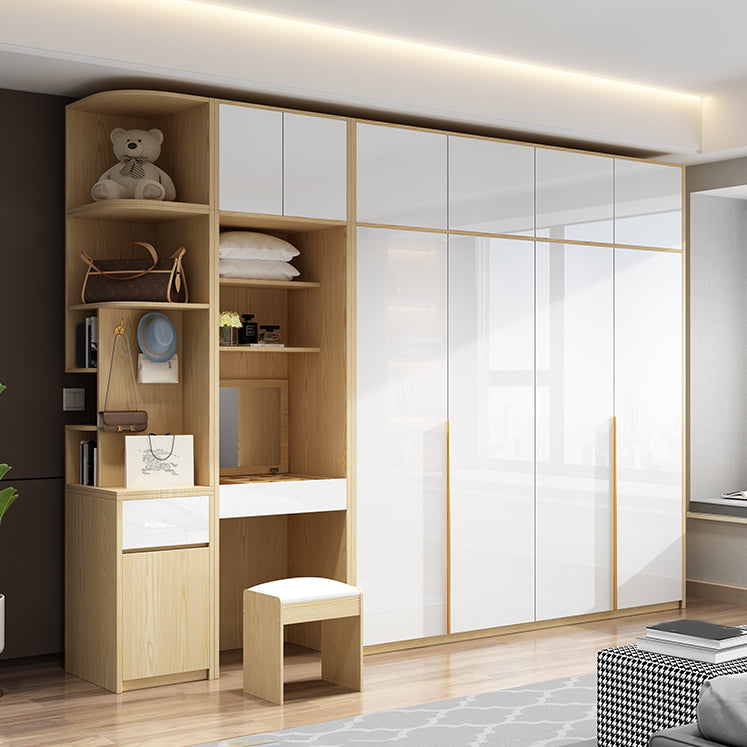 Hinged Storage Cabinet Engineered Wood Wardrobe Cabinet for Home