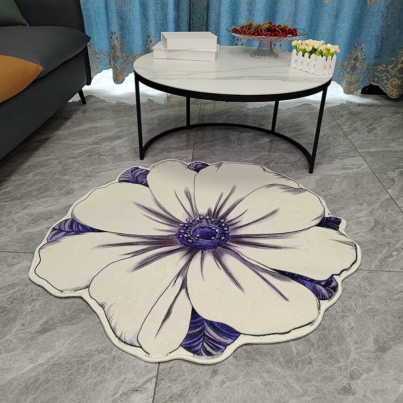 Novelty Flower Pattern Rug Casual Polyester Carpet Pet Friendly Area Rug for Living Room