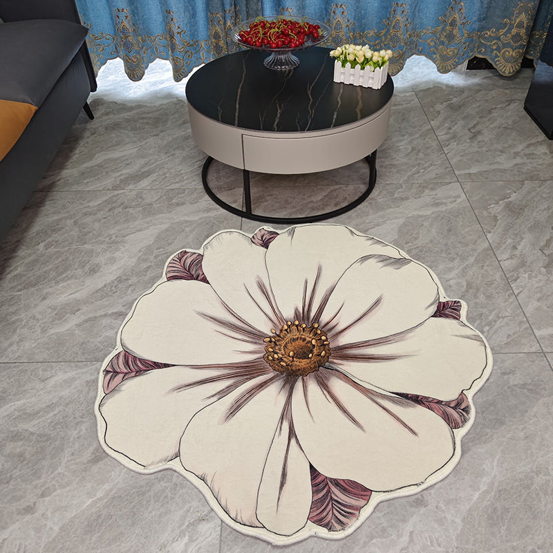 Novelty Flower Pattern Rug Casual Polyester Carpet Pet Friendly Area Rug for Living Room