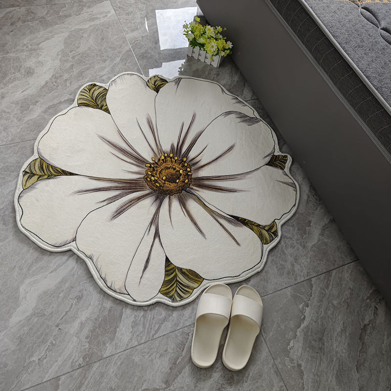 Novelty Flower Pattern Rug Casual Polyester Carpet Pet Friendly Area Rug for Living Room