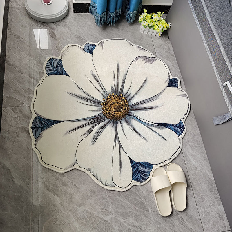 Novelty Flower Pattern Rug Casual Polyester Carpet Pet Friendly Area Rug for Living Room