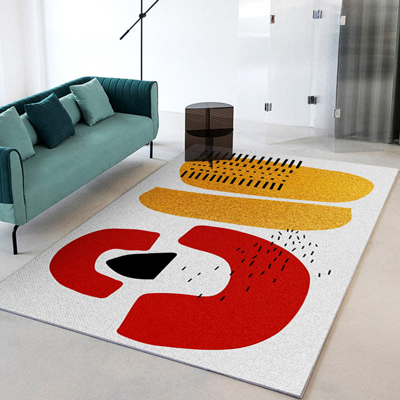 Light Pink Modern Rug Polyester Color Piece Rug Stain Resistant Rug for Drawing Room