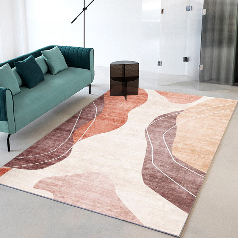 Light Pink Modern Rug Polyester Color Piece Rug Stain Resistant Rug for Drawing Room