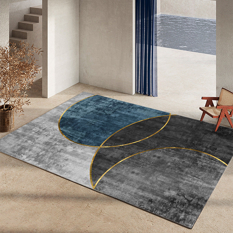Dark Orange Geometric Rug Polyester Simple Rug Washable Rug for Home Decoration