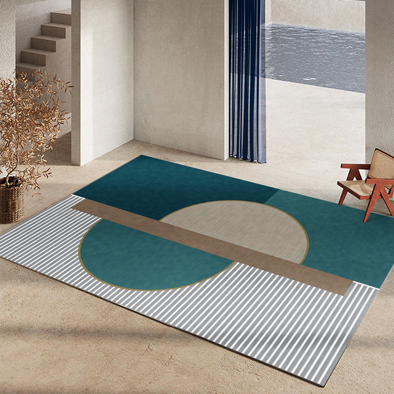 Dark Orange Geometric Rug Polyester Simple Rug Washable Rug for Home Decoration