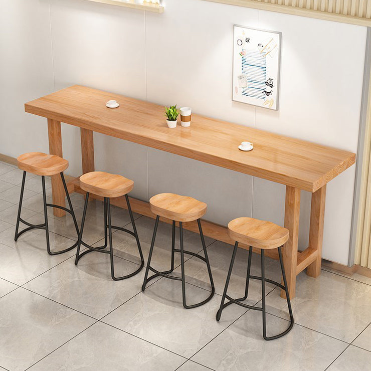 Modern 1/5/6/11 Pieces Bar Table Set Rectangle Pine Wood Counter Table with High Stools