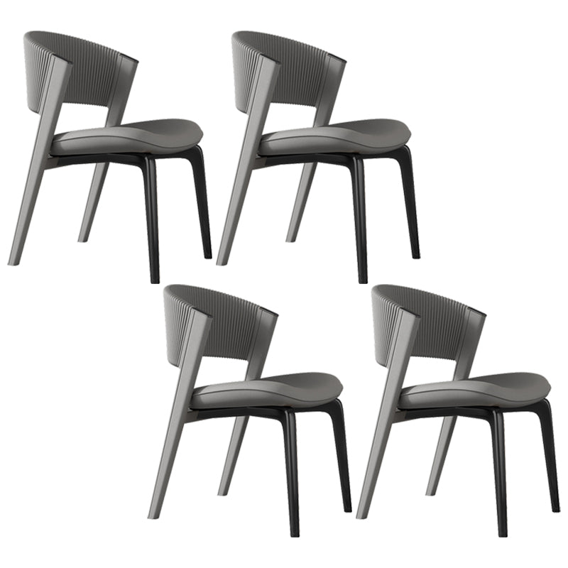 Modern Faux Leather Dining Chair Open Back Dining Side Furniture in Matte Finish