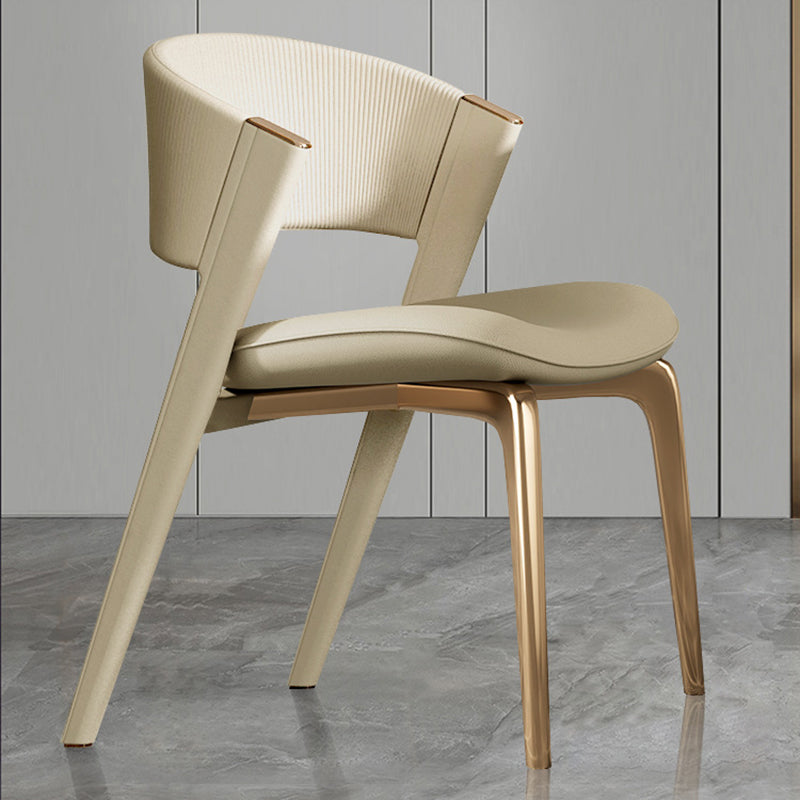 Modern Faux Leather Dining Chair Open Back Dining Side Furniture in Matte Finish