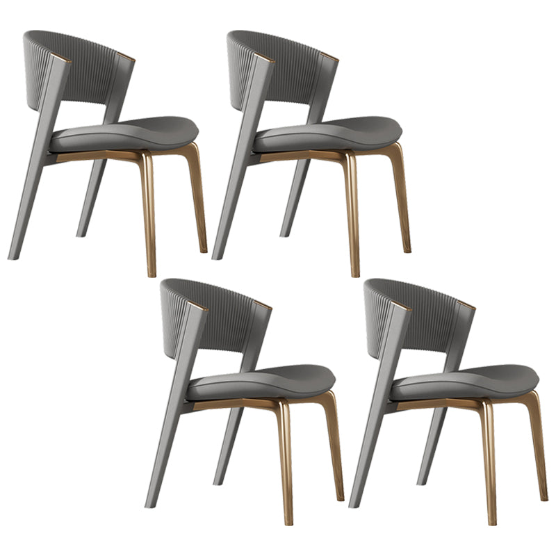 Modern Faux Leather Dining Chair Open Back Dining Side Furniture in Matte Finish