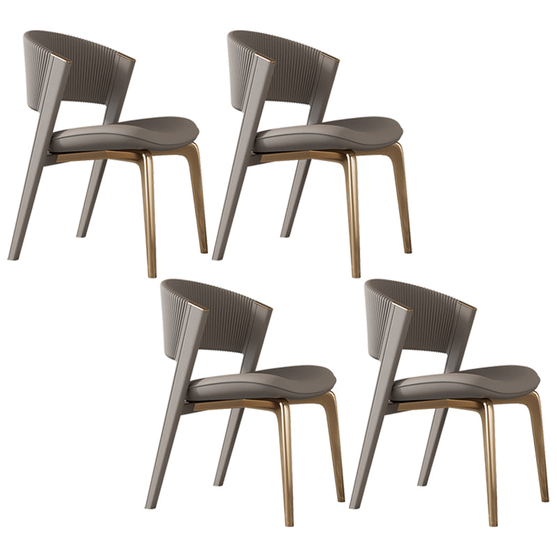 Modern Faux Leather Dining Chair Open Back Dining Side Furniture in Matte Finish