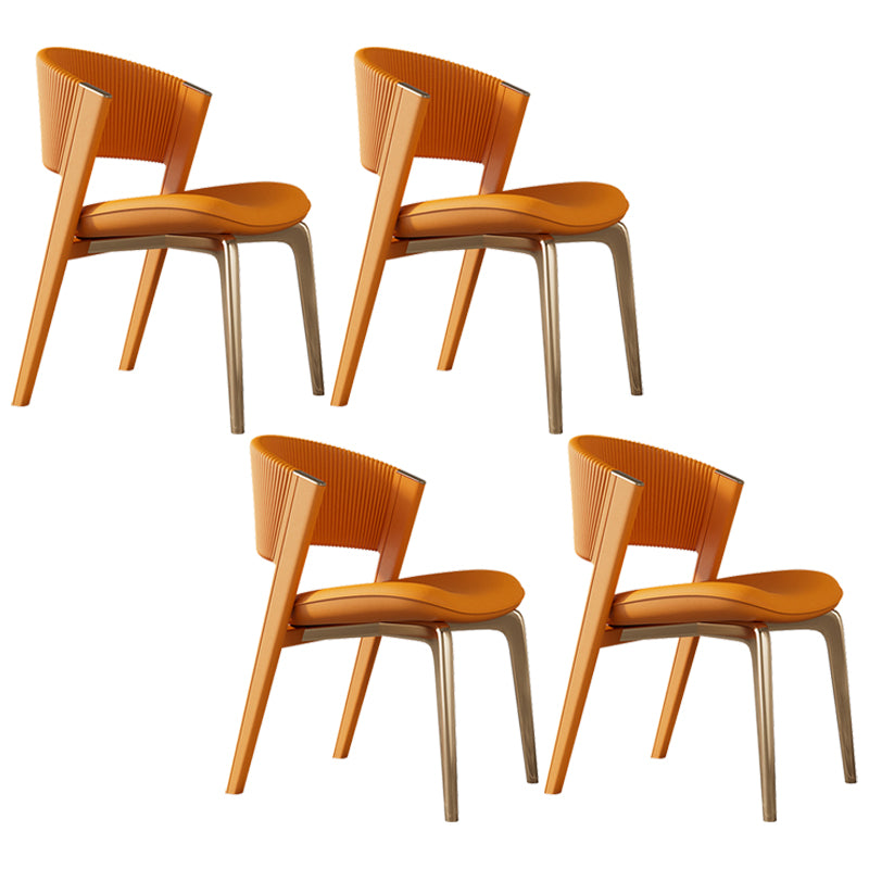 Modern Faux Leather Dining Chair Open Back Dining Side Furniture in Matte Finish