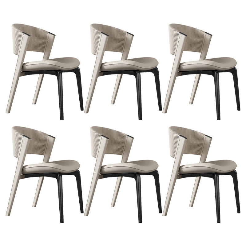 Modern Faux Leather Dining Chair Open Back Dining Side Furniture in Matte Finish