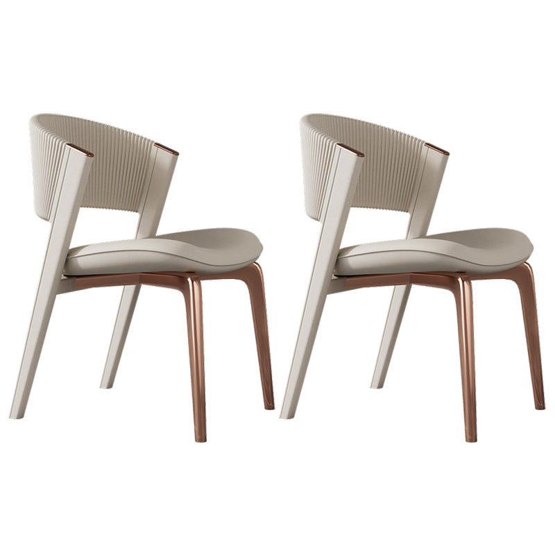 Modern Faux Leather Dining Chair Open Back Dining Side Furniture in Matte Finish