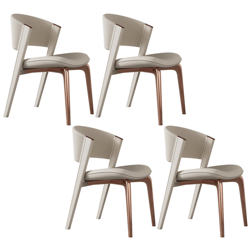Modern Faux Leather Dining Chair Open Back Dining Side Furniture in Matte Finish