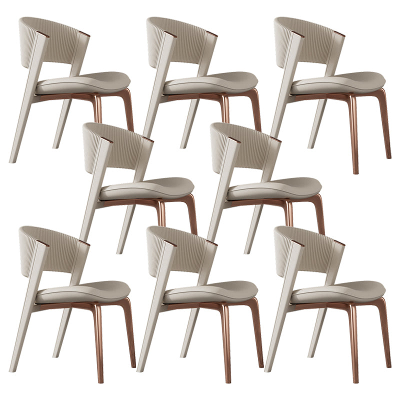 Modern Faux Leather Dining Chair Open Back Dining Side Furniture in Matte Finish