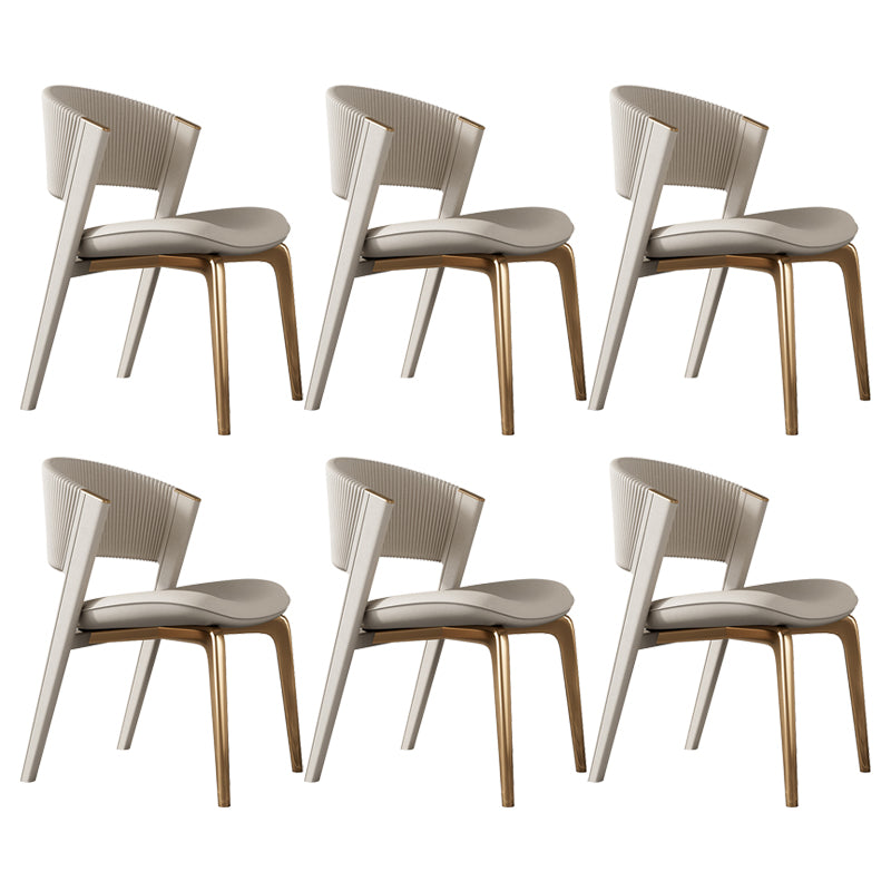 Modern Faux Leather Dining Chair Open Back Dining Side Furniture in Matte Finish