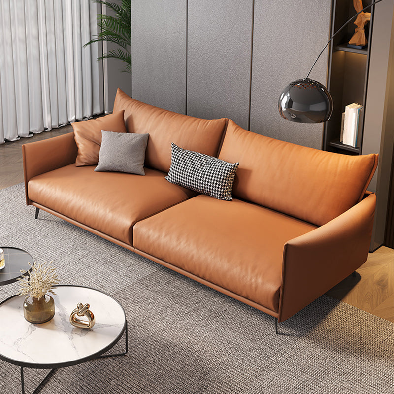 Contemporary Tuxedo Arm Sofa Standard Sofa with 2 Pillows for Living Room