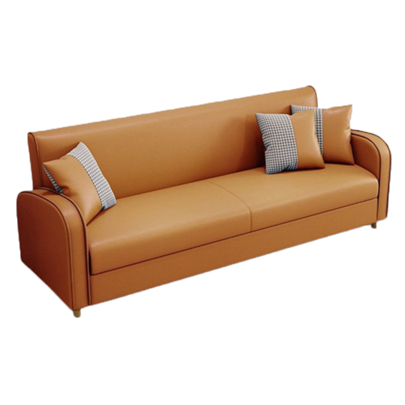 Stain Resistant Faux Leather Sloped Arm Sofa Contemporary Standard Sofa