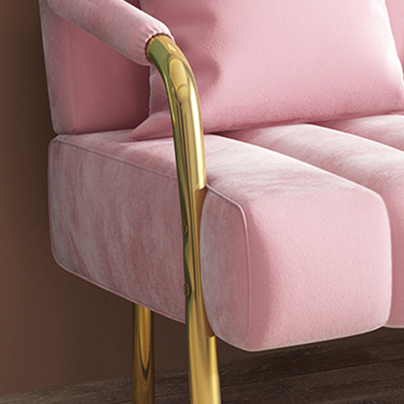 Velvet Recessed Arm Sofa Contemporary Standard Sofa with Sewn Pillow Back