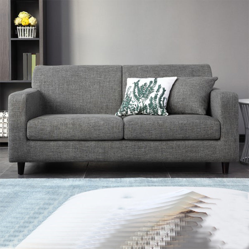 32.67" W Linen Square Arm Sofa Contemporary Standard Sofa with 2 Pillows