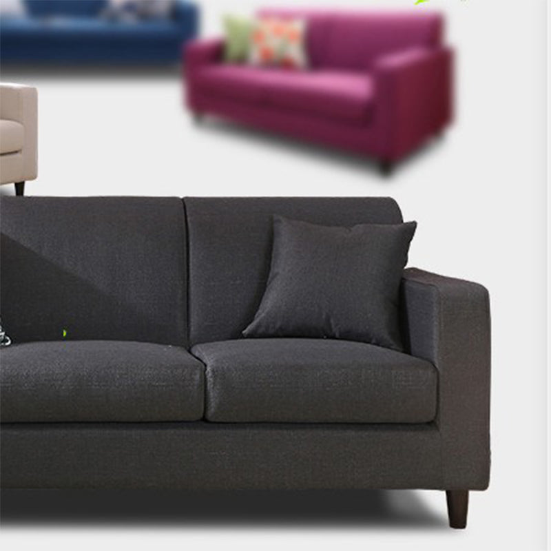 32.67" W Linen Square Arm Sofa Contemporary Standard Sofa with 2 Pillows