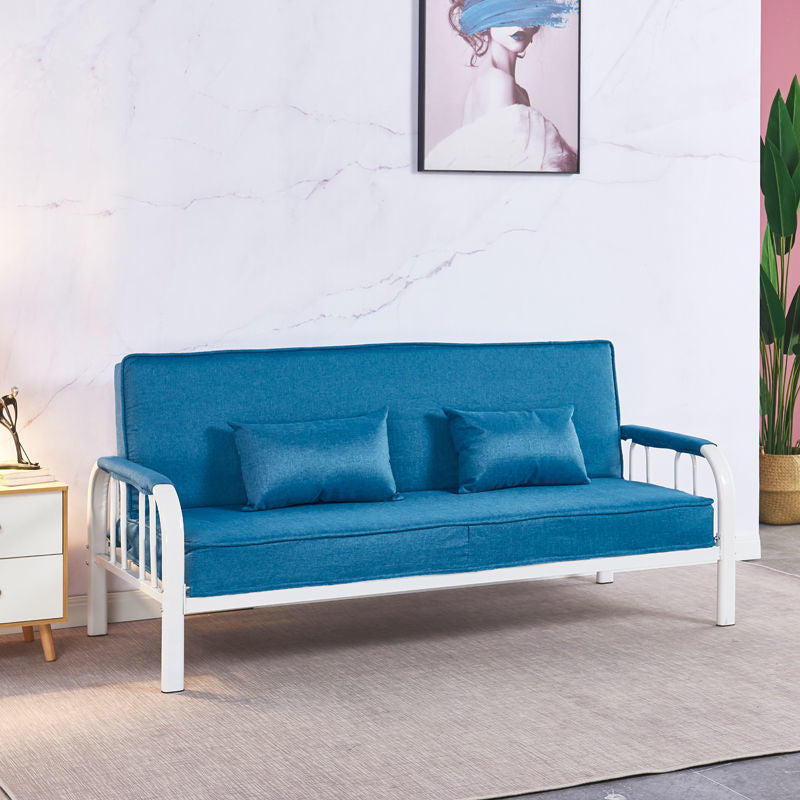 Linen Contemporary Square Arm Sleeper Sofa Washable Convertible Sofa