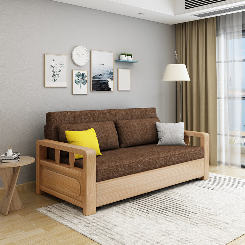 Linen Square Arm Sofa Contemporary Convertible Bed Sofa for Living Room
