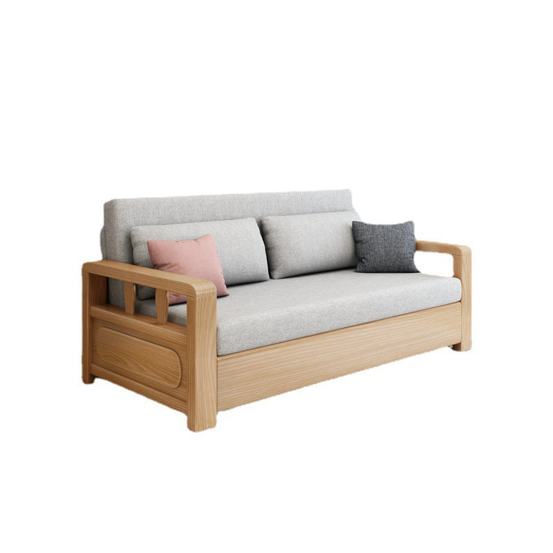 Linen Square Arm Sofa Contemporary Convertible Bed Sofa for Living Room