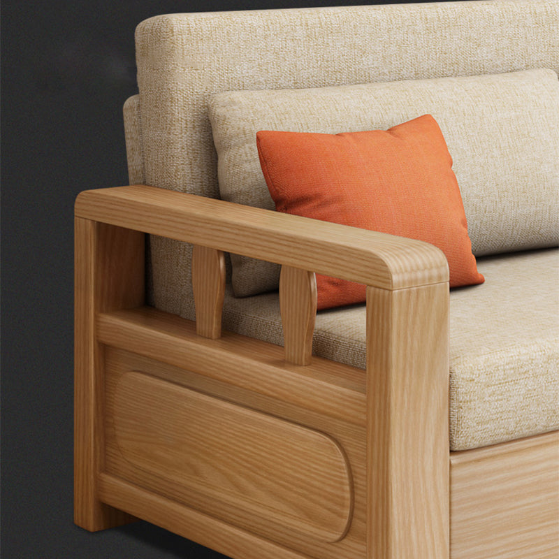 Linen Square Arm Sofa Contemporary Convertible Bed Sofa for Living Room