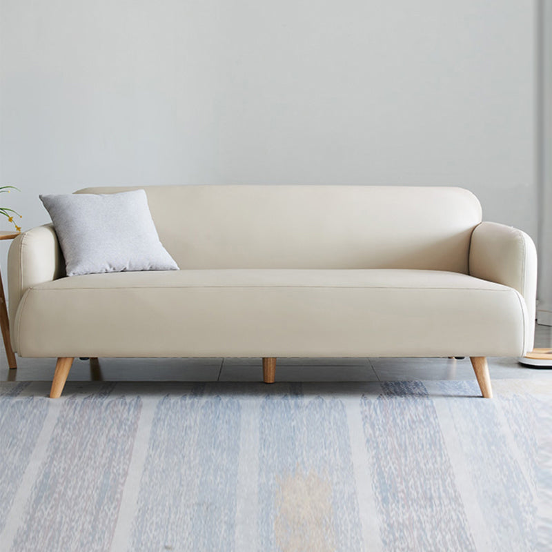 Faux Leather Recessed Arm Sofa Contemporary Standard Sofa,  31.49" W