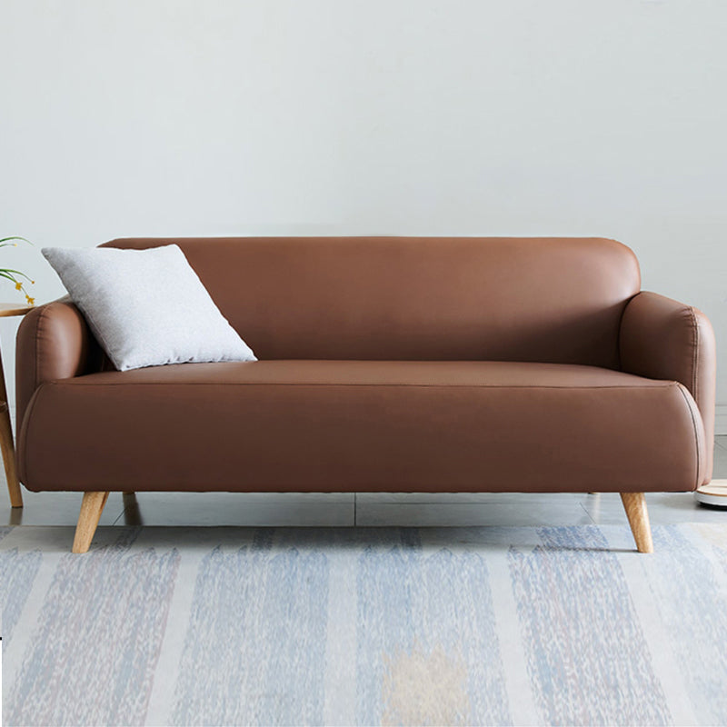 Faux Leather Recessed Arm Sofa Contemporary Standard Sofa,  31.49" W