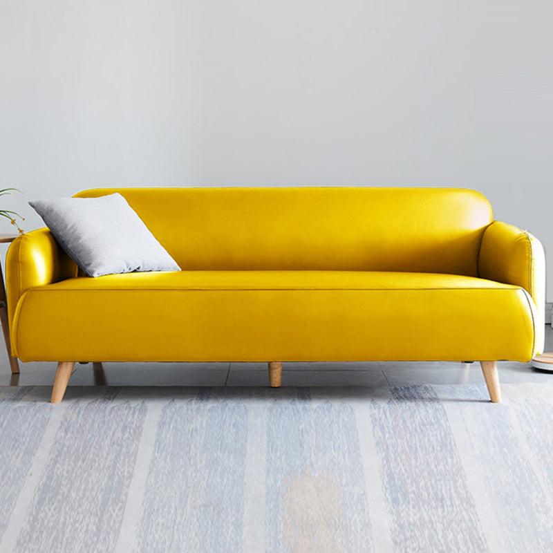 Faux Leather Recessed Arm Sofa Contemporary Standard Sofa,  31.49" W