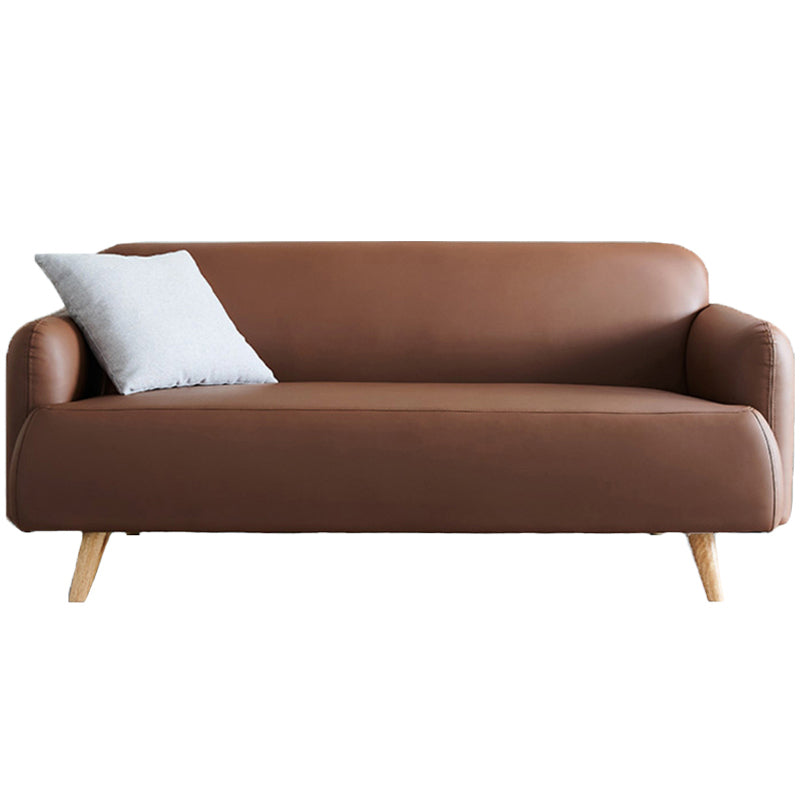 Faux Leather Recessed Arm Sofa Contemporary Standard Sofa,  31.49" W