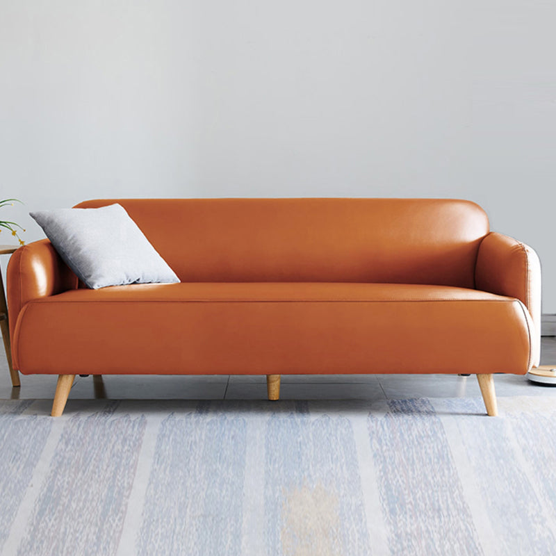 Faux Leather Recessed Arm Sofa Contemporary Standard Sofa,  31.49" W