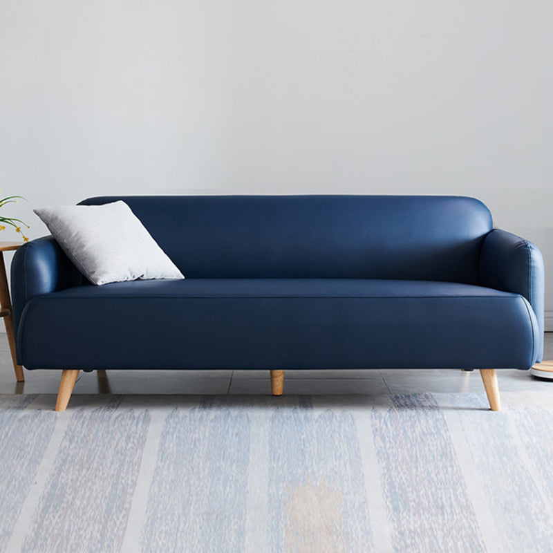 Faux Leather Recessed Arm Sofa Contemporary Standard Sofa,  31.49" W